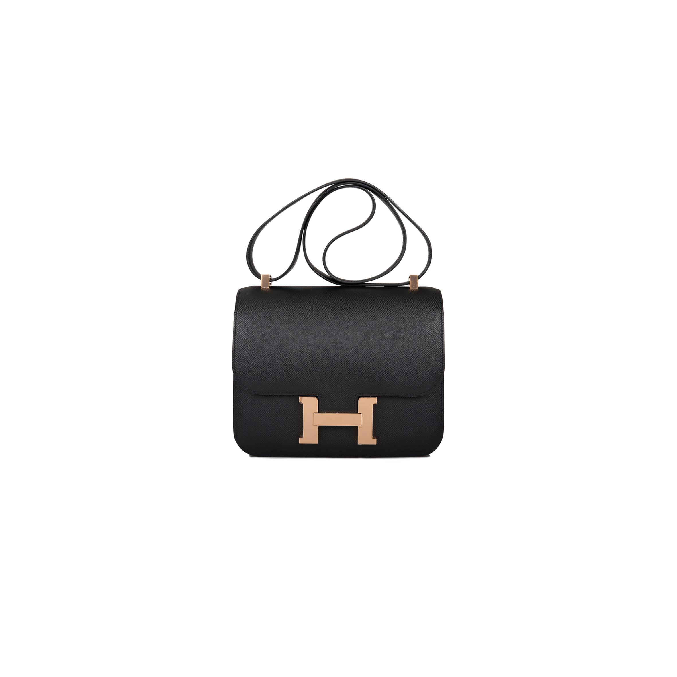 H**mes black constance 24 in epsom leather with rose gold hardware (24*18*8cm)
